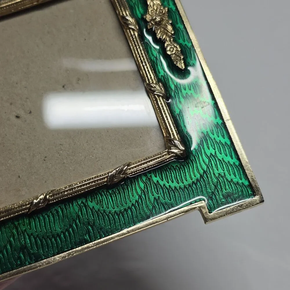 Terragrafics French Empire Green Enamel Bows Swags Picture Frame Vintage 80s